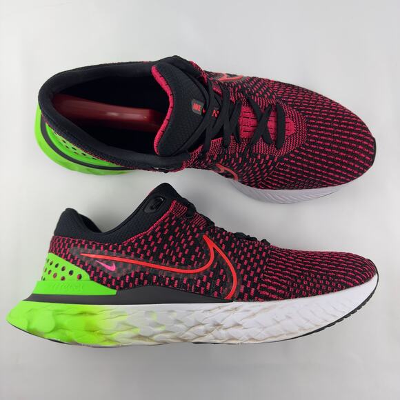 Nike React Infinity Run Flyknit 3 Siren Red Green Strike Men-14 - Picture 4 of 8